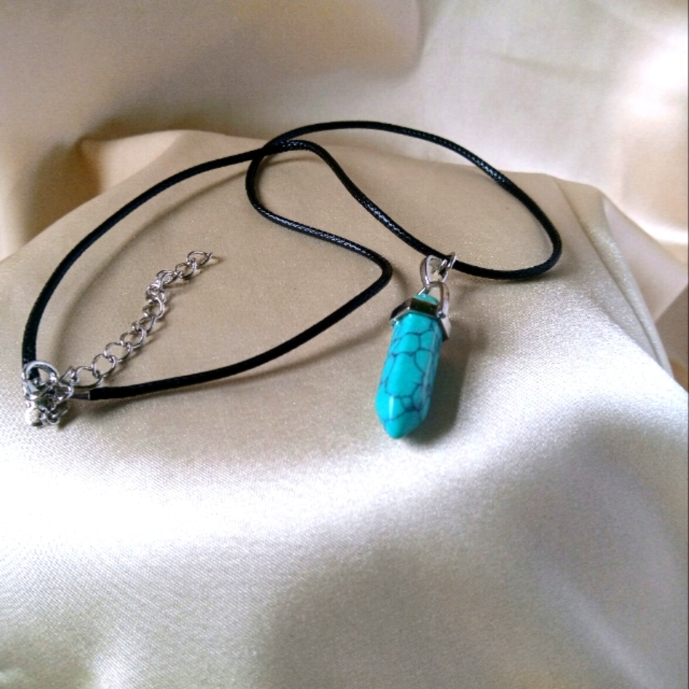 Blue stone charm necklace